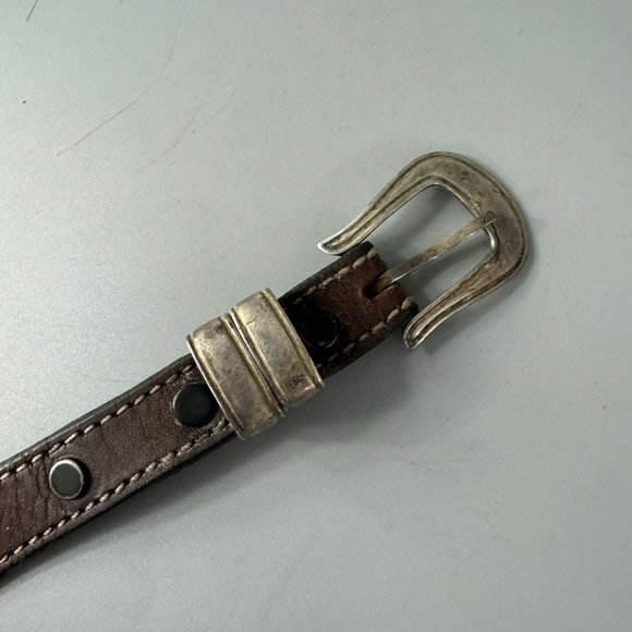Vintage Chacon Sterling Silver Buckle Leather Belt - Picture 9 of 15